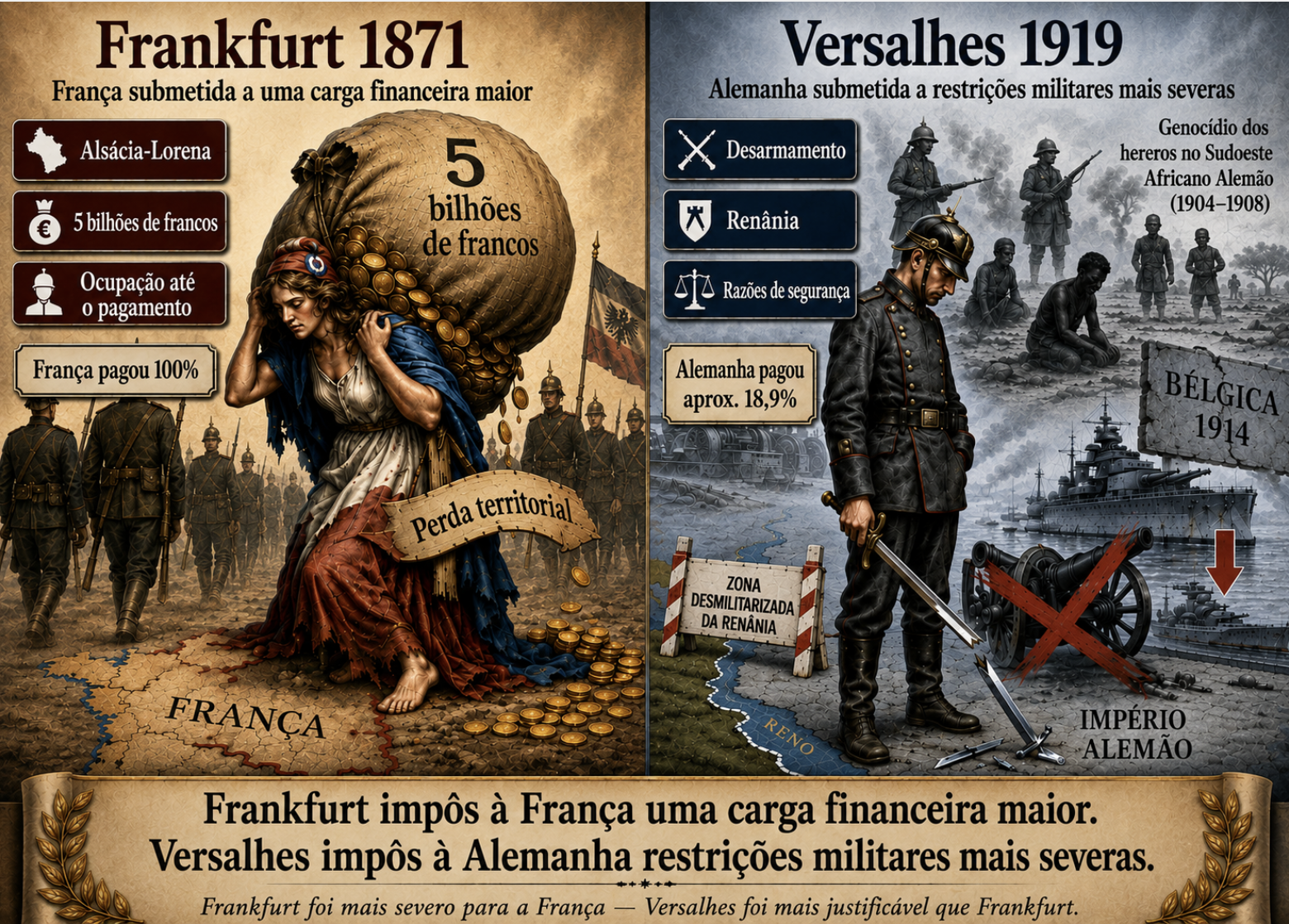 Tratado de Frankfurt e Tratado de Versalhes – Para quem a paz foi mais severa?